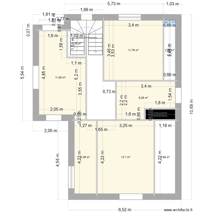 EssaiPASQUIERétage. Plan de 9 pièces et 59 m2