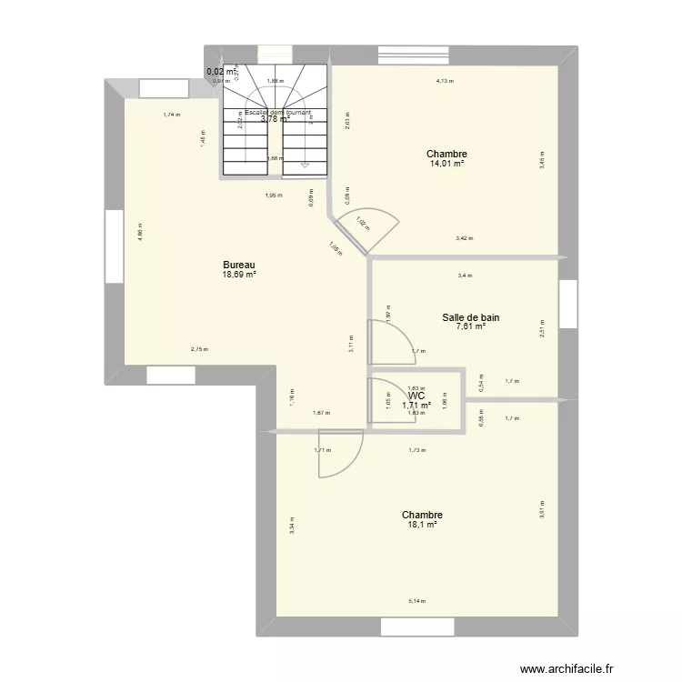 EssaiPASQUIER&eacute;tage. Plan de 7  et 64 m²