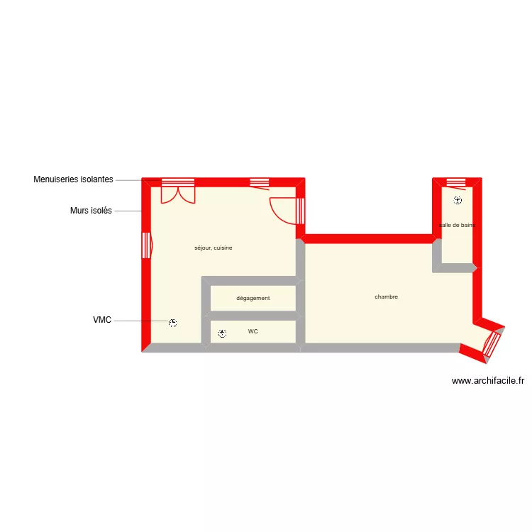 eglin &eacute;tape 1. Plan de 5  et 36 m²