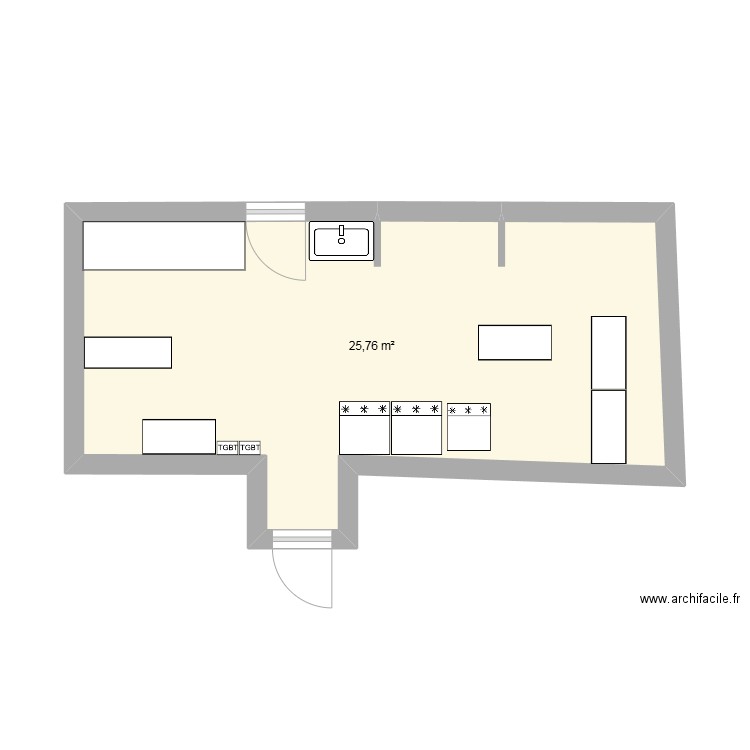 buanderie. Plan de 1 pièce et 26 m2