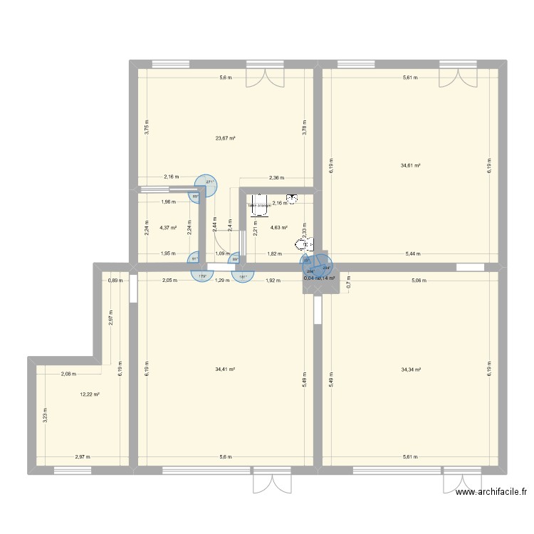 Médiathéque éphémère modif cloison. Plan de 9 pièces et 148 m2
