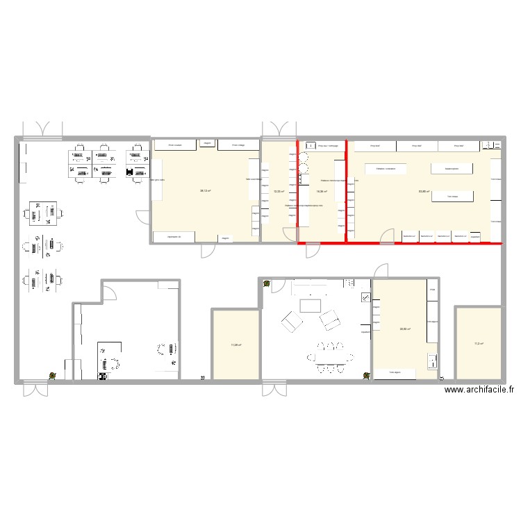 Nouveaux atelier-2. Plan de 7 pièces et 166 m2