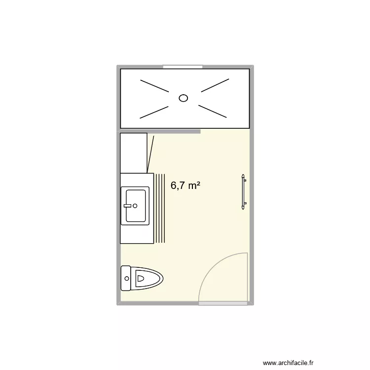 SDB CYRIELLE et JD. Plan de 1  et 7 m²