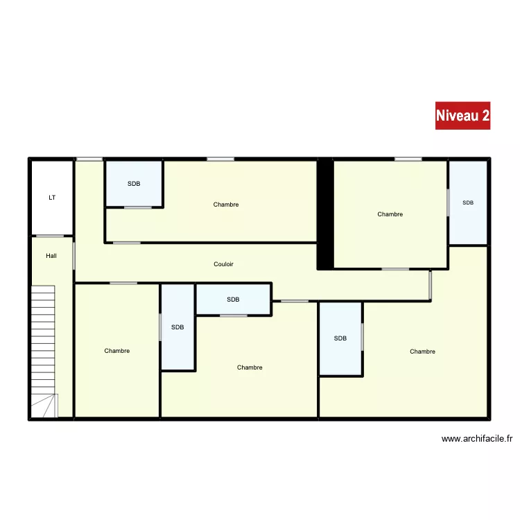 Plan d'&eacute;vacuation NIV 2 Hotel Etrembiere. Plan de 14  et 132 m²