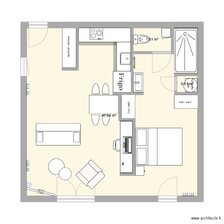 cysoing 2. Plan de 3 pièces et 50 m2