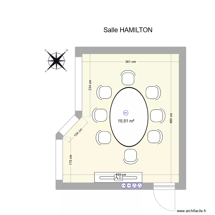 Salle Hamilton. Plan de 