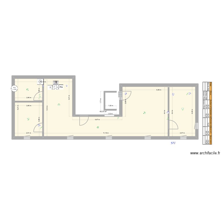 buisson st vincent. Plan de 1 pièce et 63 m2