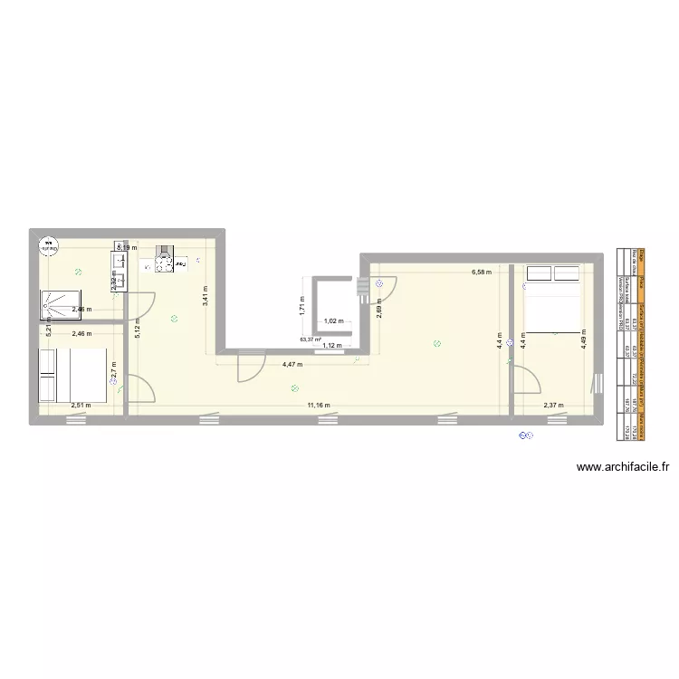 buisson st vincent. Plan de 1 pièce et 63 m²