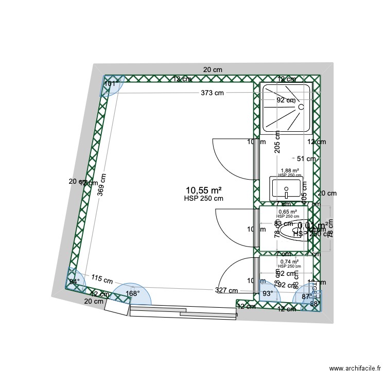 existant De Courlon projet. Plan de 5 pièces et 19 m2
