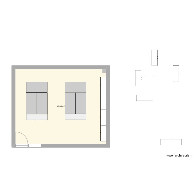 Bureau RH. Plan de 1 pièce et 38 m2