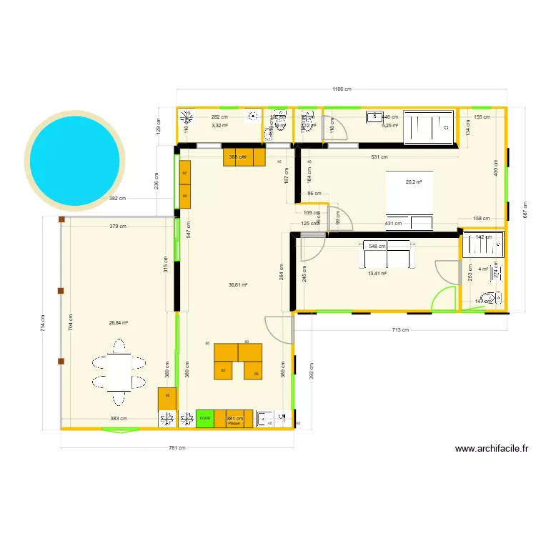 Popotte 20 cuisine 2. Plan de 9 pièces et 112 m²