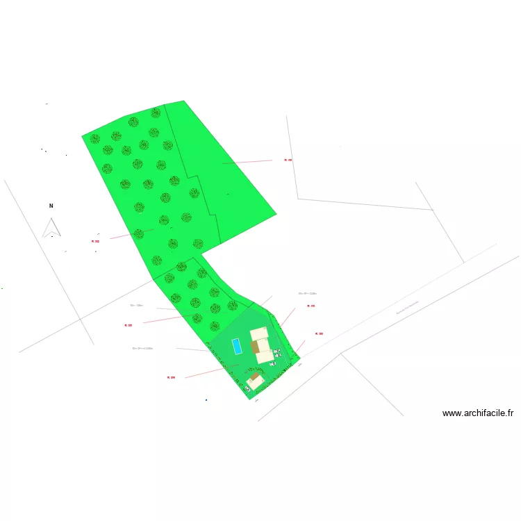 PCMI 2  PLAN DE MASSE COTE 3 DIMENSIONS. Plan de 1  et 66 m²