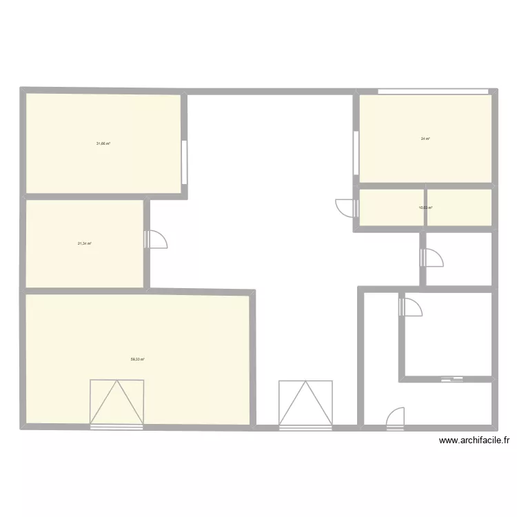 batiment atelier. Plan de 5  et 146 m²