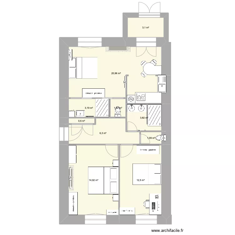 Appartement modifier. Plan de 