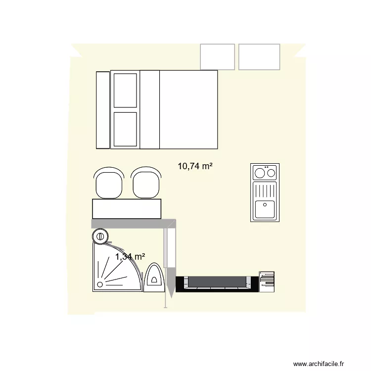rdc studio airbnb3. Plan de 2 et 12 m² rdc studio airbnb3. Plan de 2 et 12 m²