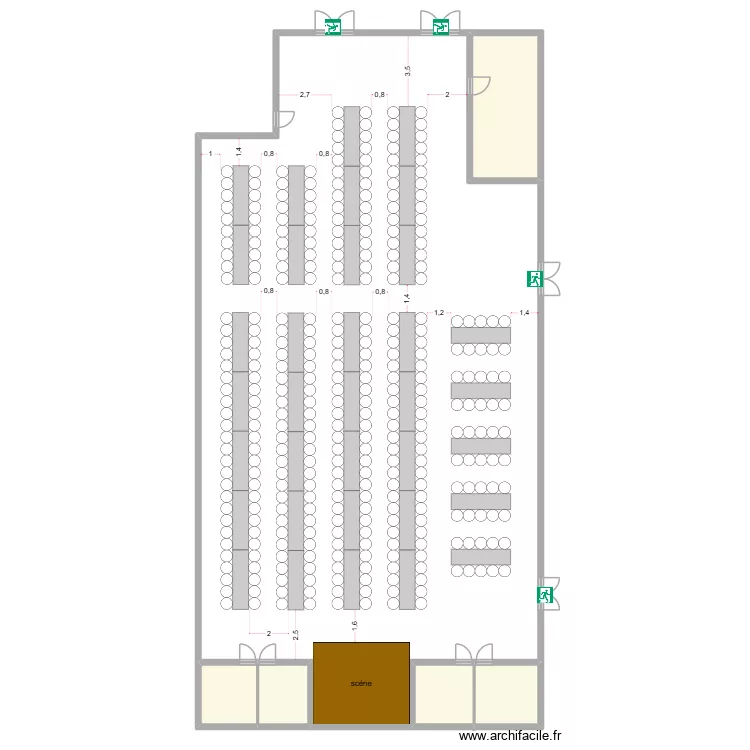 plan salle saint cloud 350 places mixtes. Plan de 5  et 59 m²