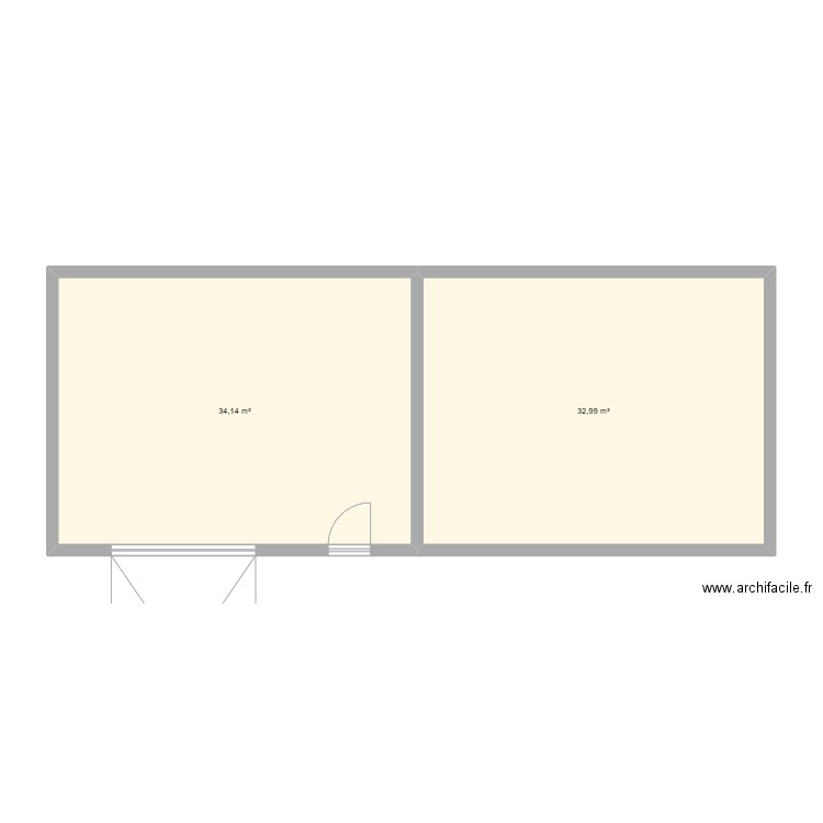cote gauche garage. Plan de 2 pièces et 67 m2
