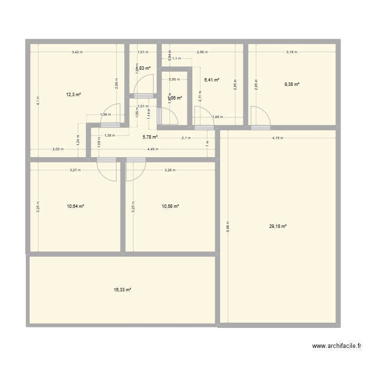 Maison Chateauboeuf. Plan de 10 pièces et 104 m2