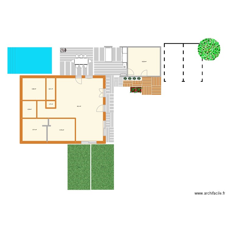MAISON. Plan de 5 pièces et 104 m2