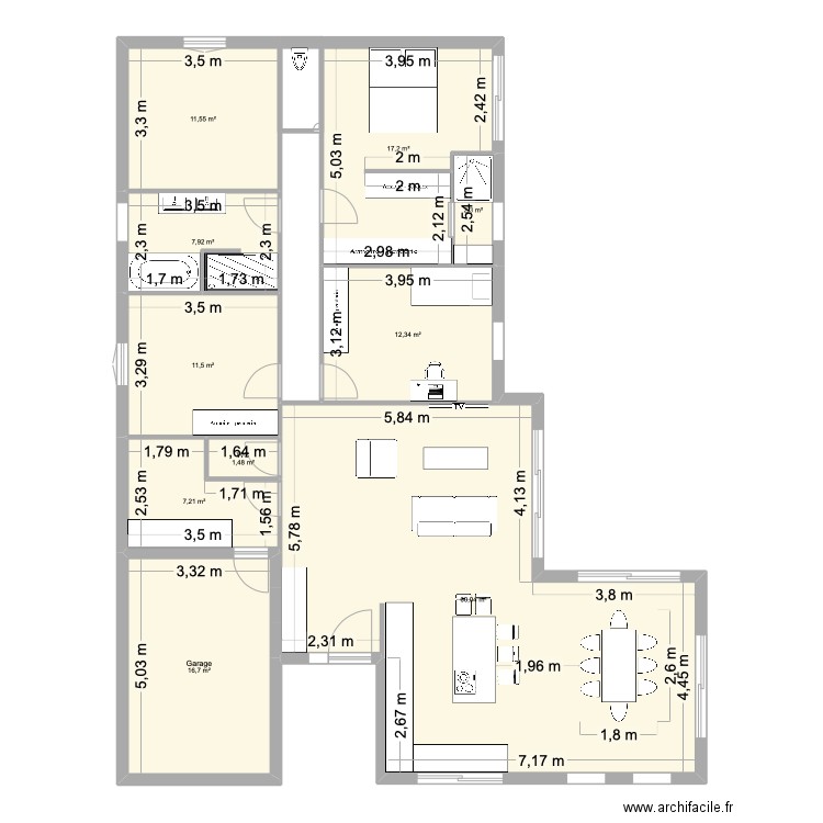 Plan 1 MAISON. Plan de 10 pièces et 148 m2