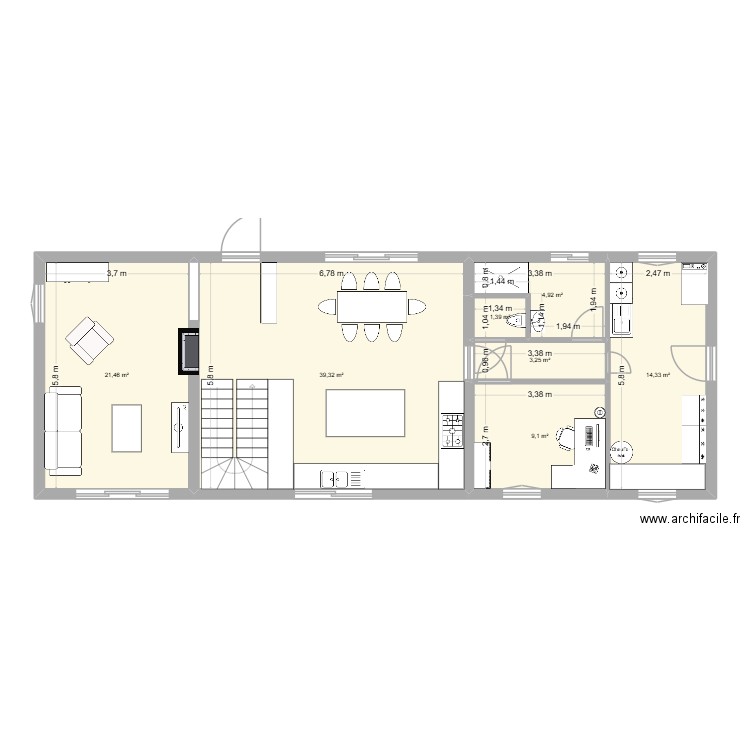 maison. Plan de 7 pièces et 94 m2