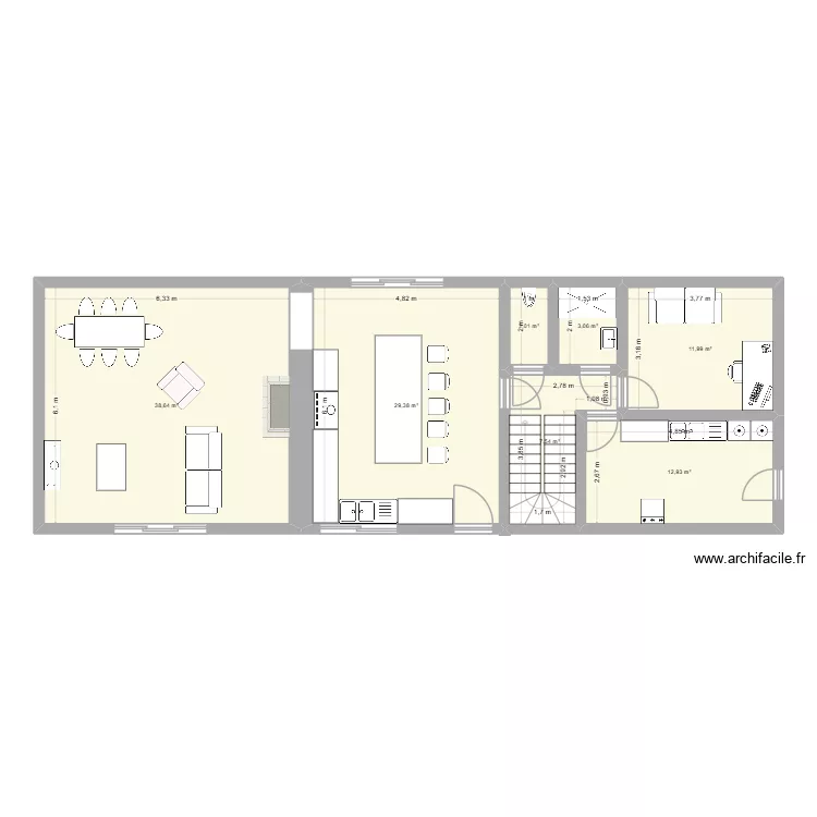 maison. Plan de 7 pièces et 106 m²