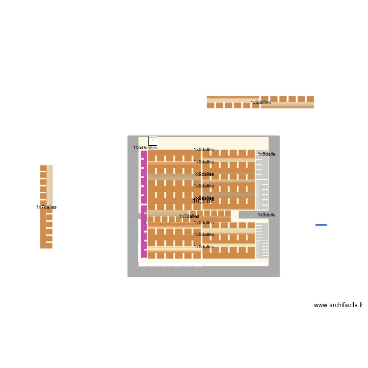 balcon. Plan de 1 pièce et 10 m2