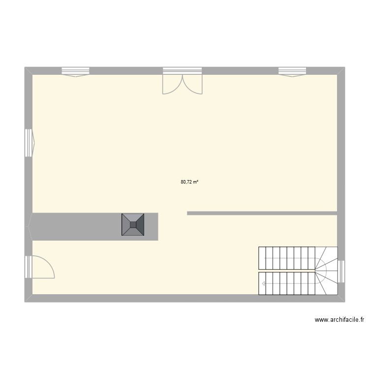 redechaussé. Plan de 1 pièce et 81 m2