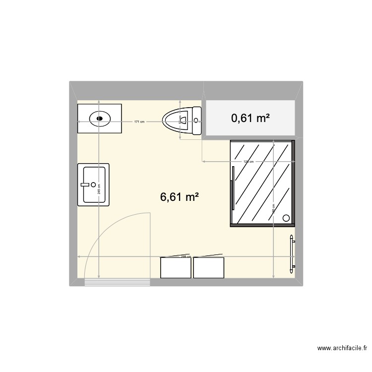 salle de bain. Plan de 2 pièces et 7 m2