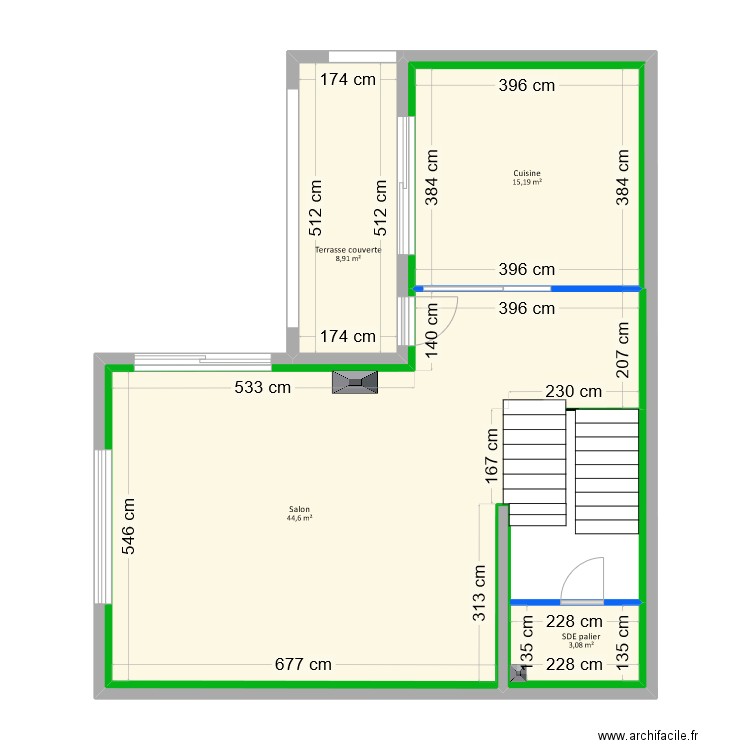 Couzon R1. Plan de 4 pièces et 81 m2