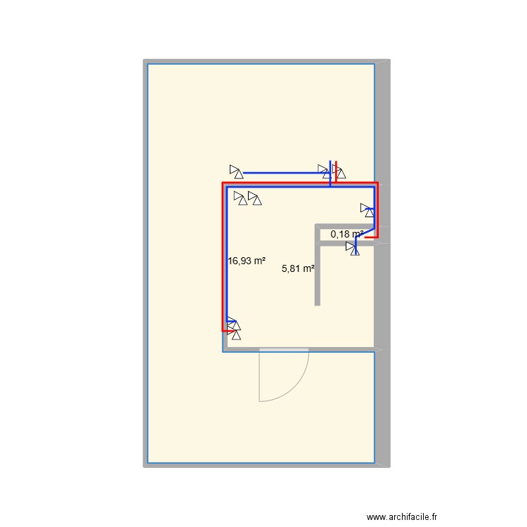 dave zahr voda. Plan de 3 pièces et 23 m2