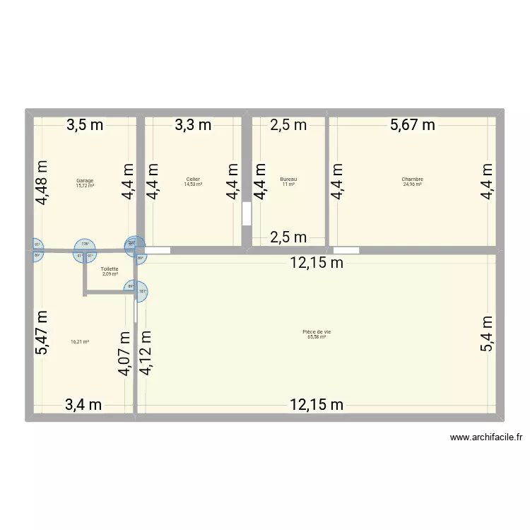 plan 1 rez de chauss&eacute;. Plan de 7  et 150 m²