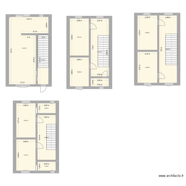 projet. Plan de 13 pièces et 188 m2
