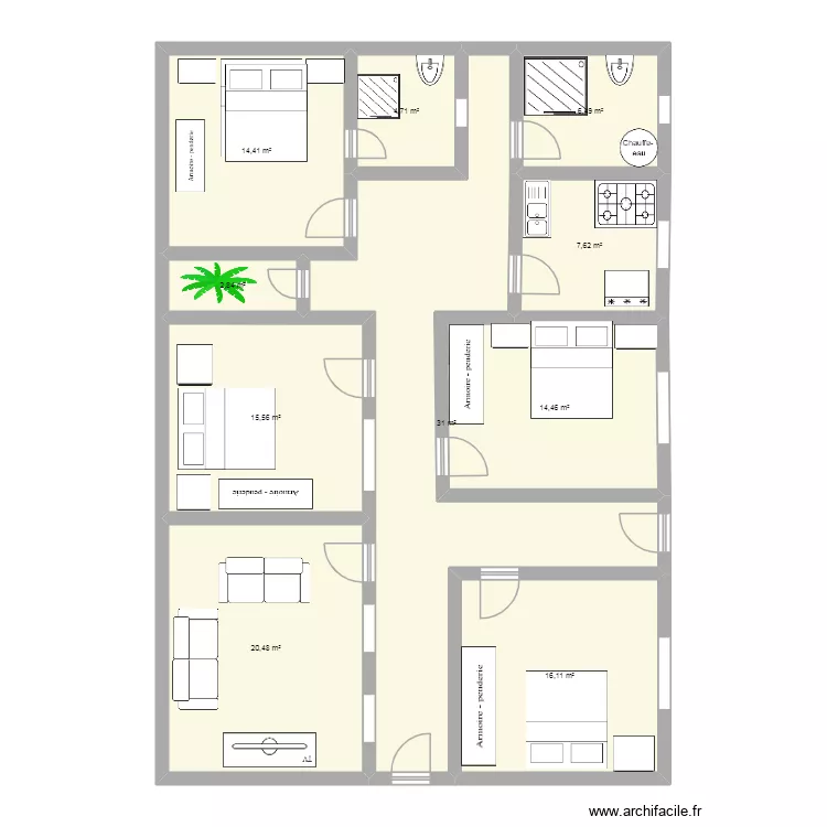 keur imam Nioro. Plan de 10 pièces et 134 m²