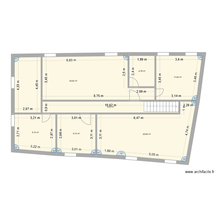 ETAGE 1 TROISIEMECONFIG. Plan de 7 pièces et 104 m2