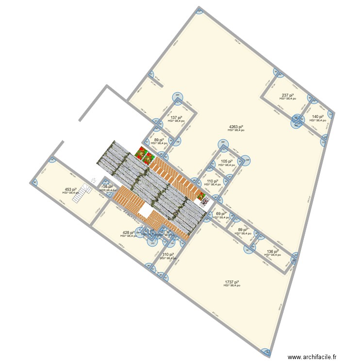 chartes repo. Plan de 24 pièces et 1523 m2