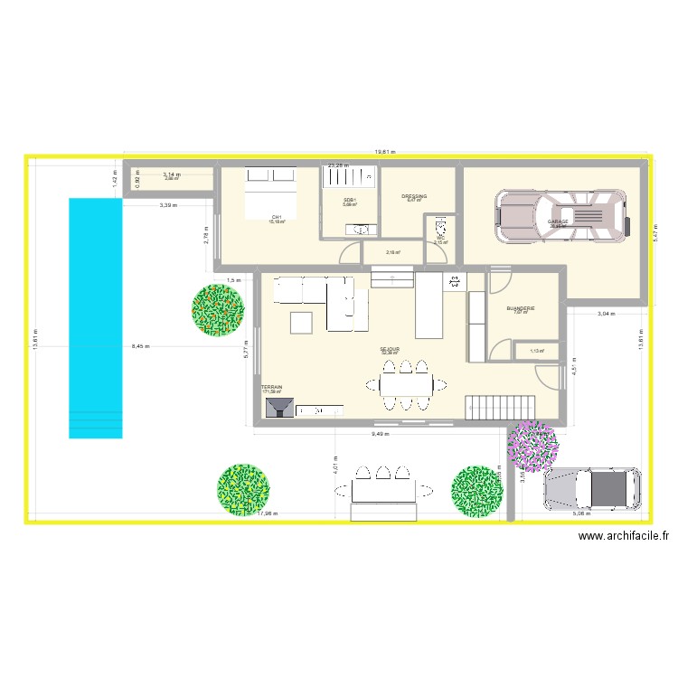 LOT LONGUEUR. Plan de 15 pièces et 335 m2