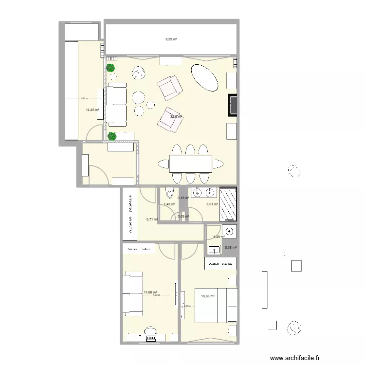 lavoisier 13. Plan de 12  et 91 m²
