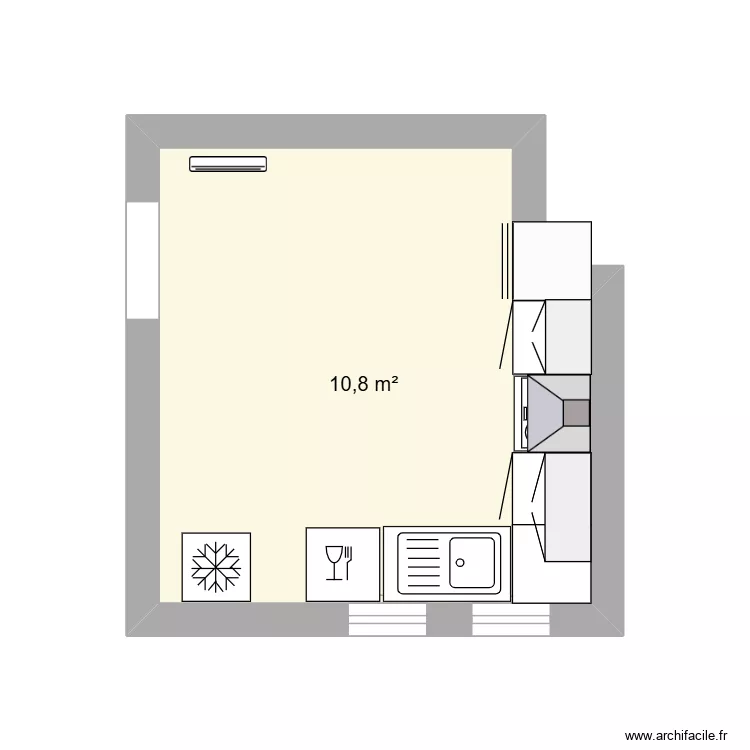 cuisine Arthur. Plan de 1  et 11 m²