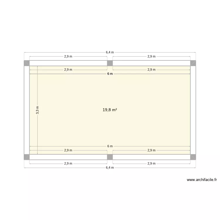 garage. Plan de 1  et 20 m²