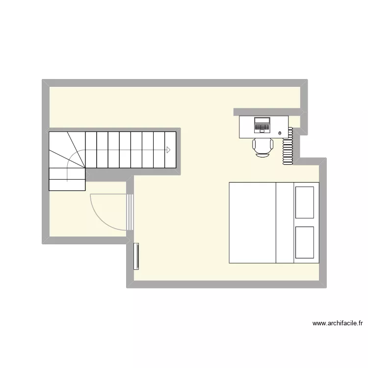 chambre de yasten. Plan de 2  et 21 m²