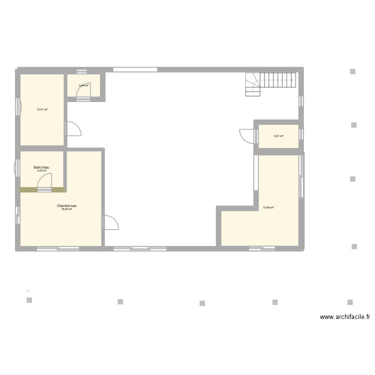 Plan maison Saly haut. Plan de 6 pièces et 55 m2