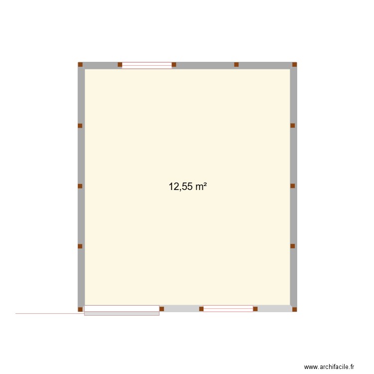 Abri de jardin. Plan de 1 pièce et 13 m2