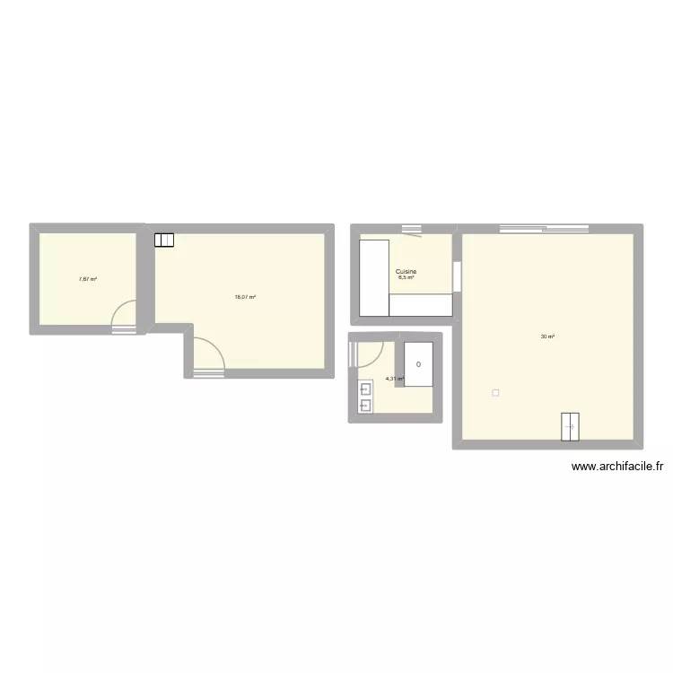 appart MSG. Plan de 5  et 67 m²
