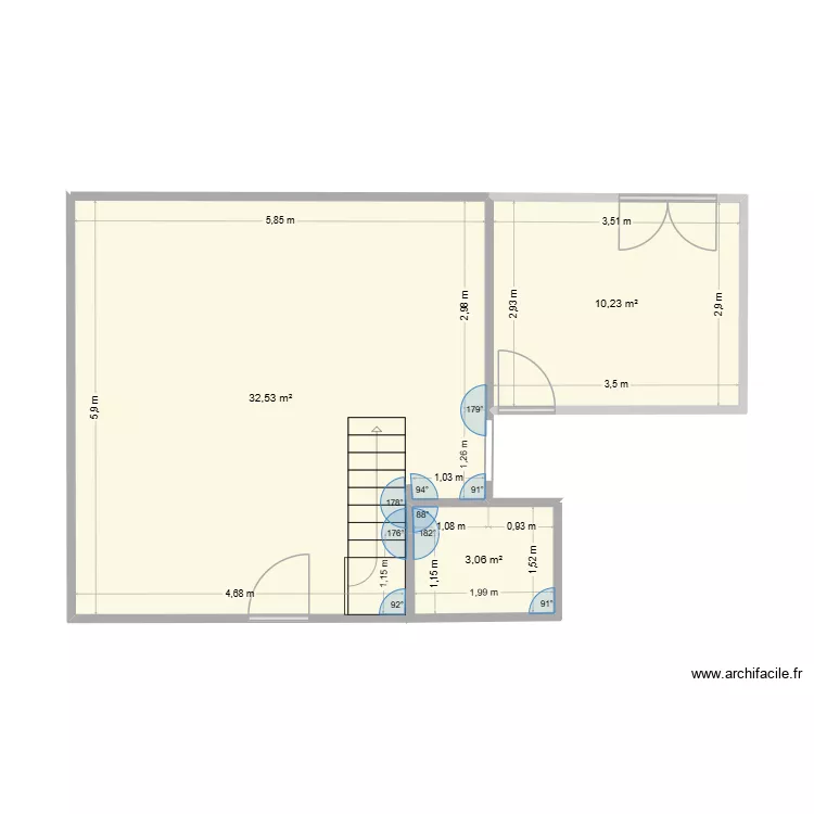 PLAN2. Plan de 3  et 46 m²