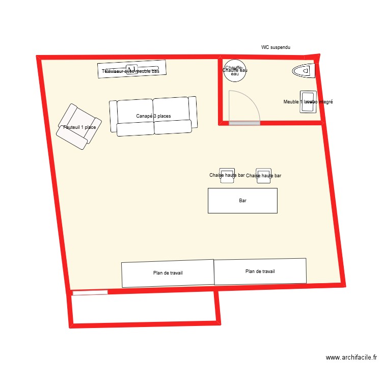 SAINT PHILOMENE R+1. Plan de 2 pièces et 42 m2