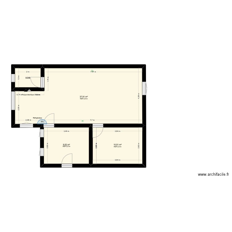 plan maison le mans. Plan de 5 pièces et 60 m2