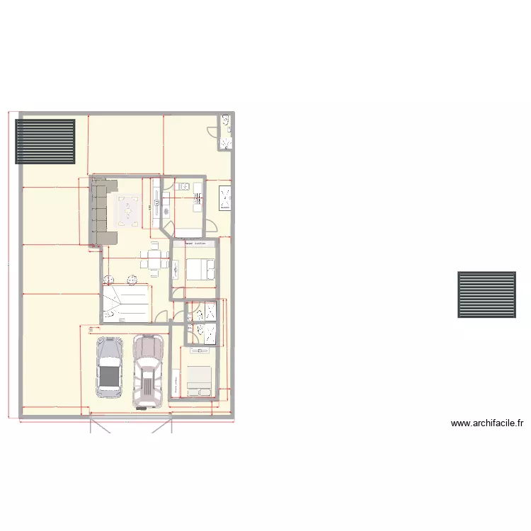 Plan Rez de chauss&eacute;e avec m&eacute;sures-r&eacute;vis&eacute;. Plan de 2 Pièces et 289 m²