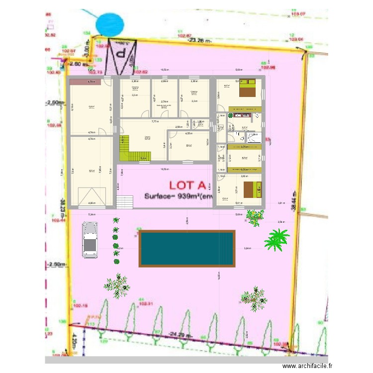 ST QUENTIN etage. Plan de 14 pièces et 219 m2