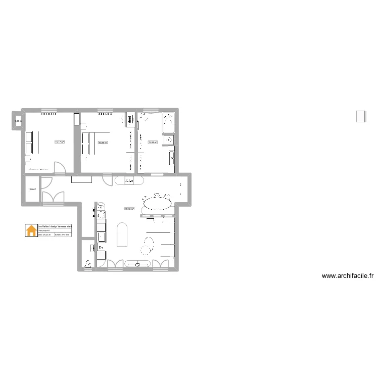 LES HALLES version 9. Plan de 6  et 95 m²